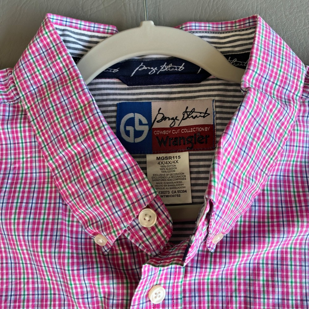 Wrangler George Strait Cowboy Cut Shirt 4XL Red Check Short Sleeve MGSR115 - Picture 7 of 13